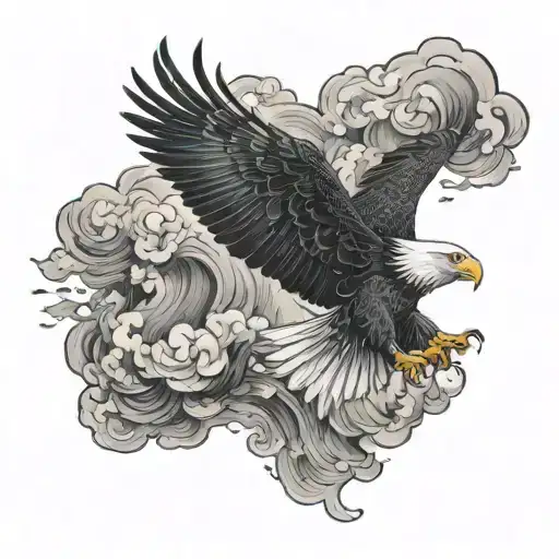 A Fierce Eagle Soaring Through A Turbulent Storm Cloud