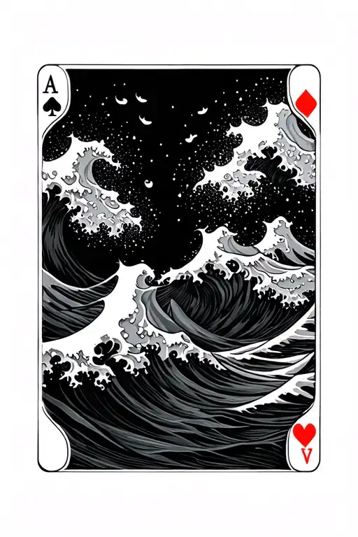 Cards And Waves Crashing In The Background