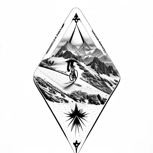 Design For A Forearm Of A Road Cyclist Climbing The Swiss Alps With The Cardinal Points
