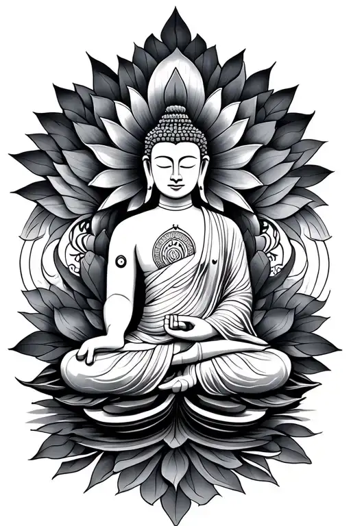 Buddhism And Lotus Flower Mandala Design Incorporating Elements