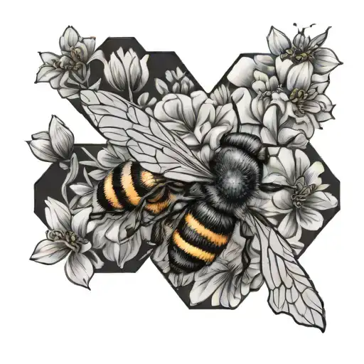 Bee Hexagon Floral Sewing