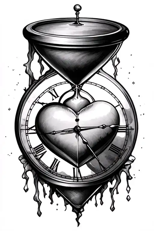 Hourglass Clock Heart Suffering
