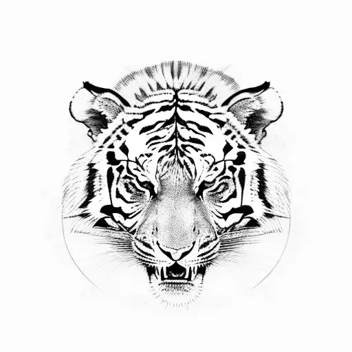 A Roaring Tiger With The Word 'Honor' Incorporated Into Its Stripes