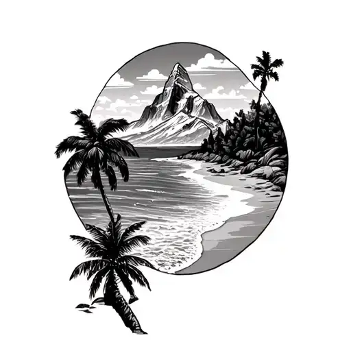 Switzerland Matterhorn And Florida Beachesand Palm Tree Mixed