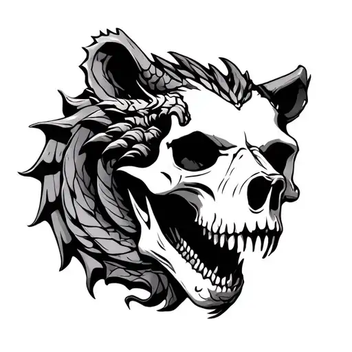 Bear Skull And Dragon Wrapped