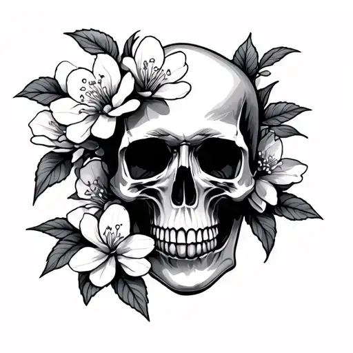 Cherry Blossom With Skull