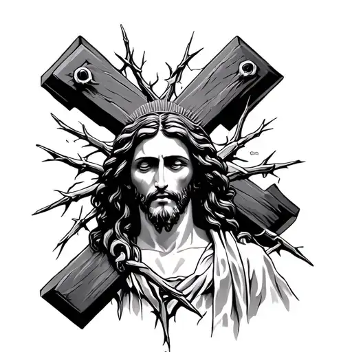 Jesus And Cross With Thorns