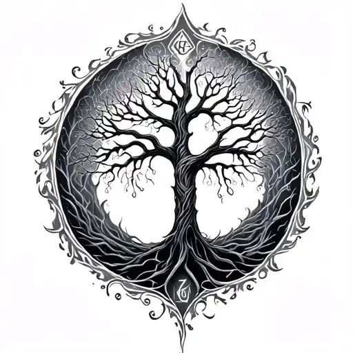 Elvish Writing Circling The Tree