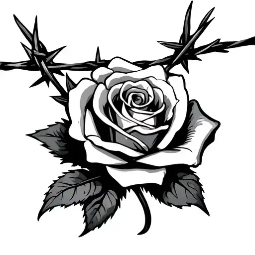 Barbed Wire With Rose Intertwined
