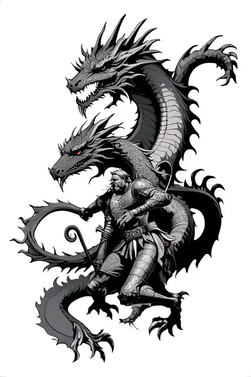 Georgian Warrior Battling A Dragon