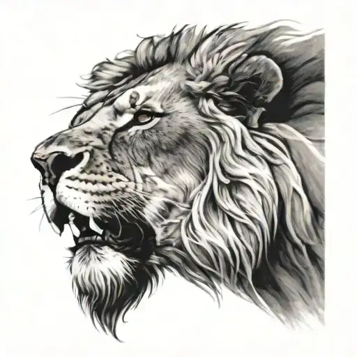 Male Lion Face Fading To The Left Outside