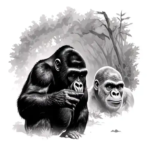 Gorilla Peotecting Son