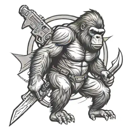 Gorilla With Guns And Knives Letter R Subtly Incorporated