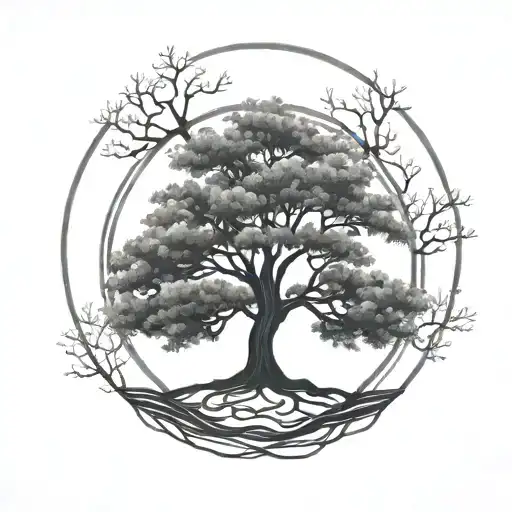 Minimalist Tree In Circle