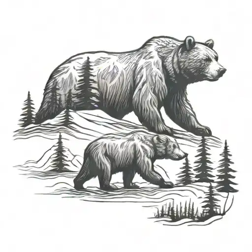 Bear And Mountain Scene