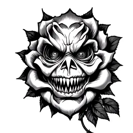 Monster Face And Rose