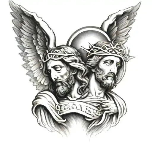 Jesus Who Has 2 Angels On His Right But Also On His Left