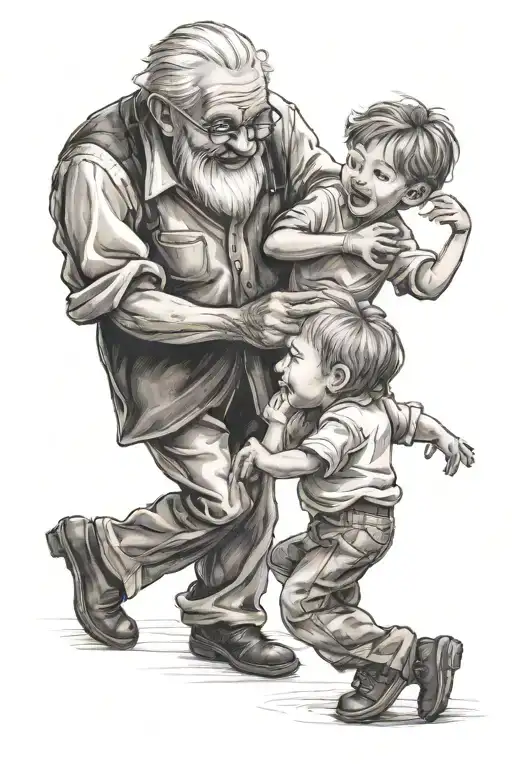 Grandpa And Grandson Dancing Together