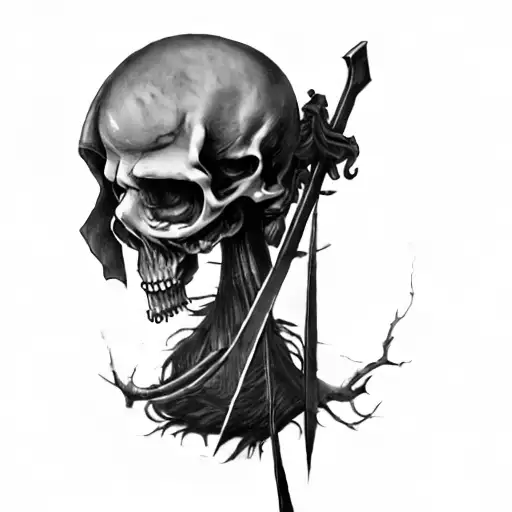 A Grim Reaper Holding A Scythe