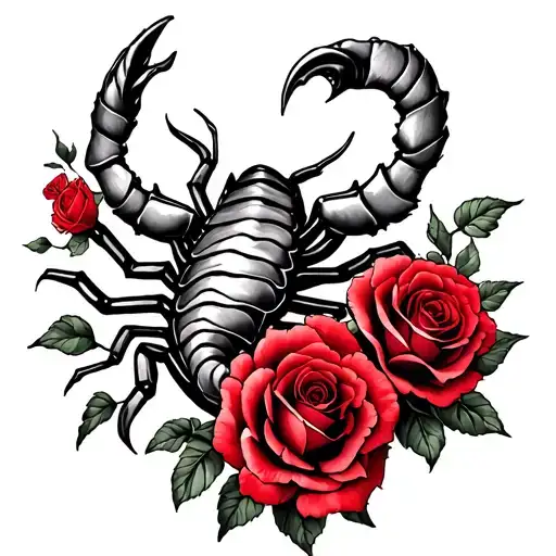 Scorpio And Libra Zodiac Sign With Red Roses Blooming