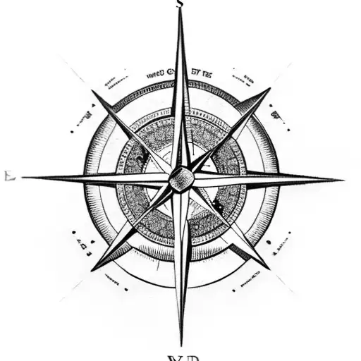 A Compass Rose Intertwined With Atlas Mythology Symbols