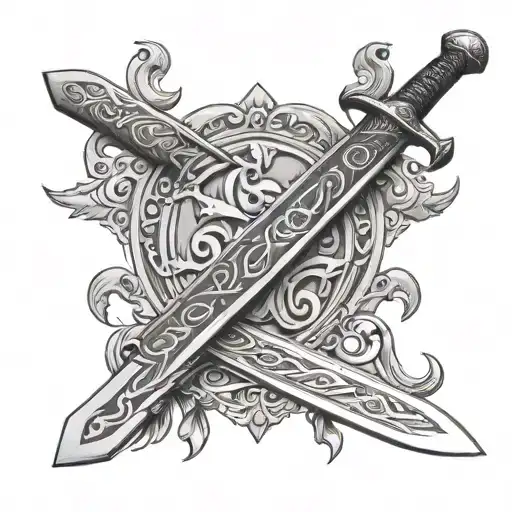 One Single Viking Sword On The Blade Add The Name Atreus