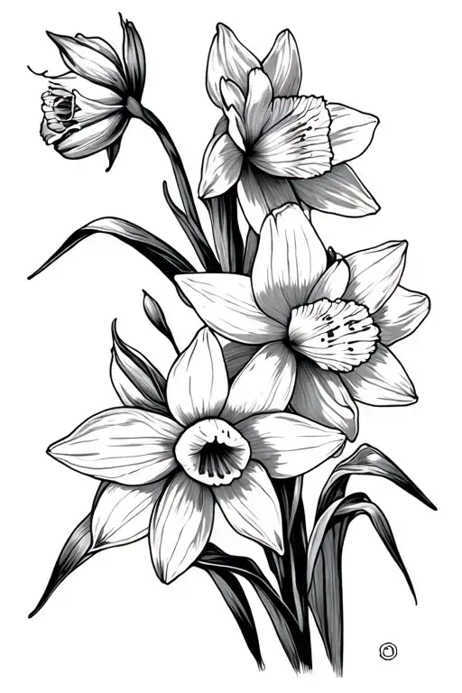 Daffodils And Narcissus Flowers Fine Line