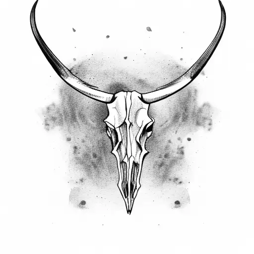 Longhorn Skull With Cross