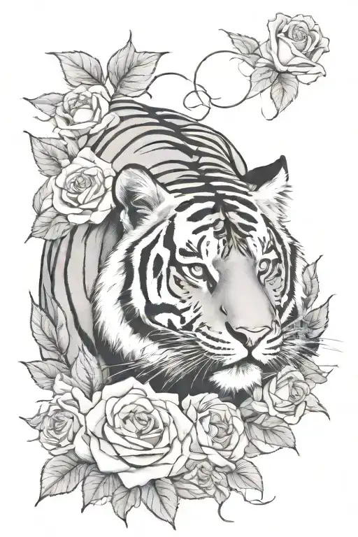 Tiger And Roses