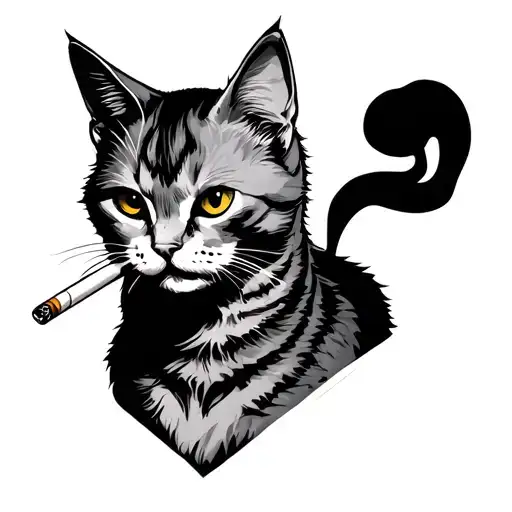 Punk Cat Smoking Cigarette