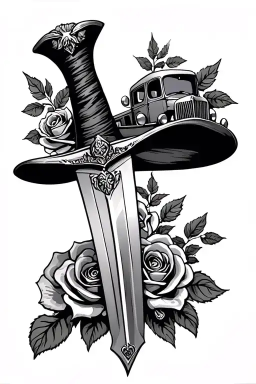 Braveheart Sword Scottish Akubra Hat Surrounded By Roses And Trucks
