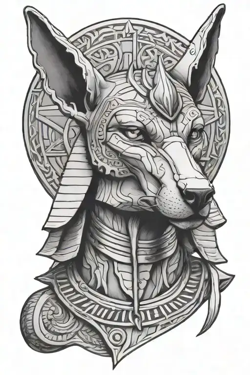 Anubis Portrait With Half