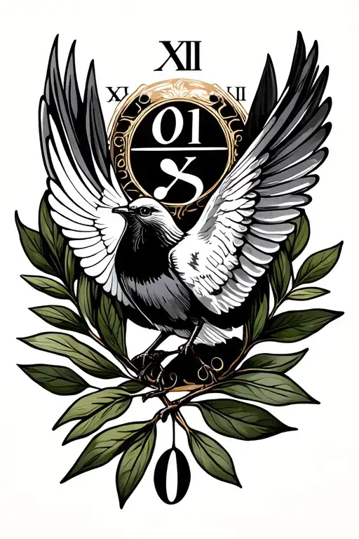 Olive Branch Dove Roman Numerals Representing Important Dates