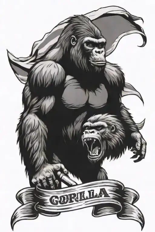 Gorilla And Eagle Flags Ribbon Action