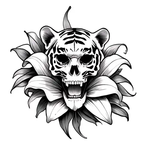 Skull Emerging Tiger Lily