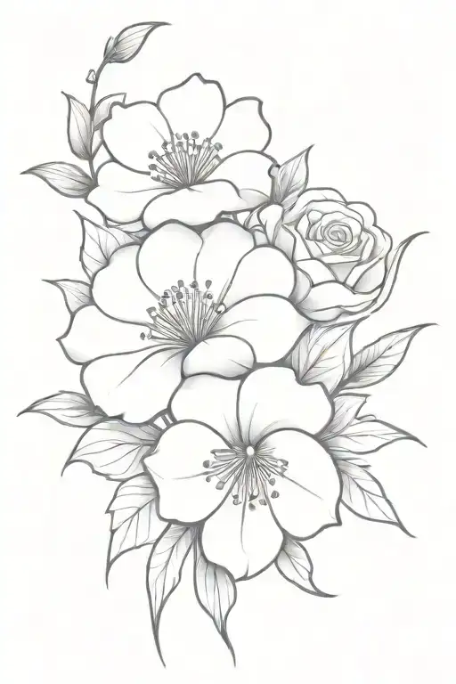 Flower Bouquet Fine Line