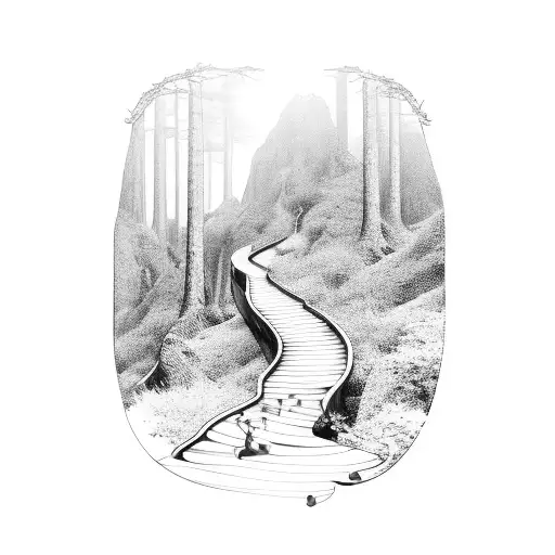 A Hiking Trail Winding Through A Musical Staff With Notes Representing Different Emotions
