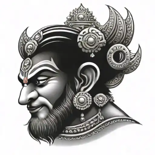 Hanuman Ji Face Inside Shinning Sun Rising