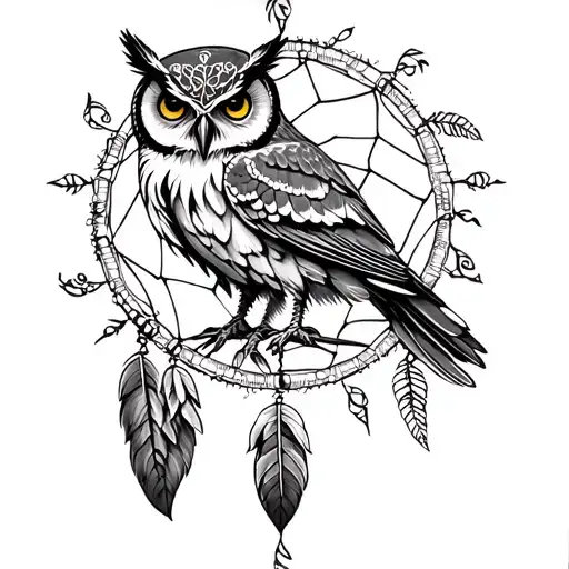 Lace Compass Dream Catcher Owl