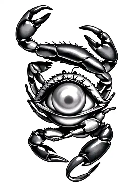 Crab Holding Pearl With An Eye Symbol Integrated