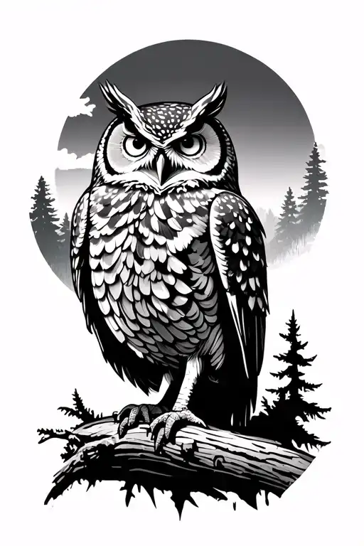Clever Owl In The Black Forest Landscape