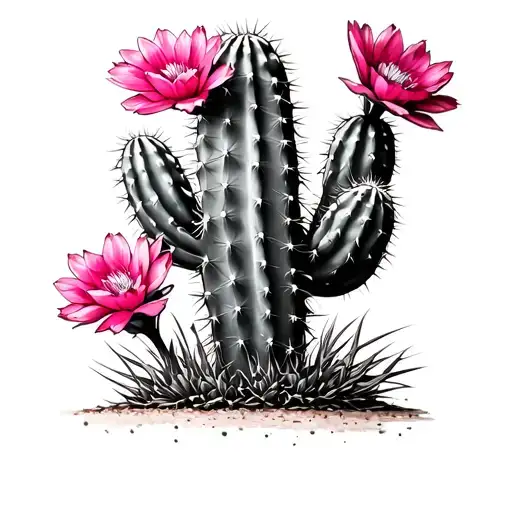 Cactus With Blooming Pink Flowers