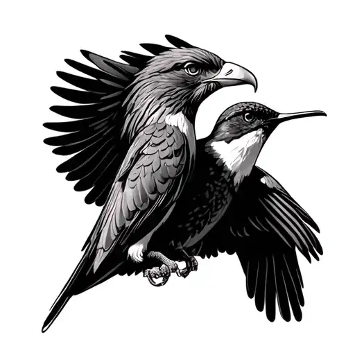 Hummingbird And Eagle Perched