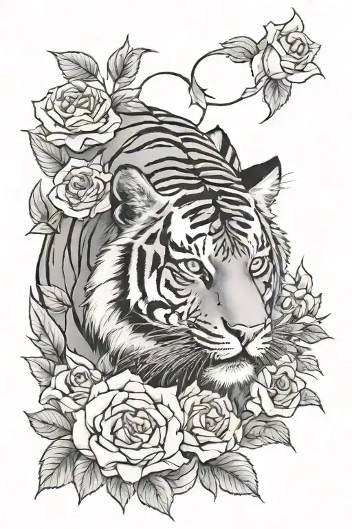 Tiger And Roses