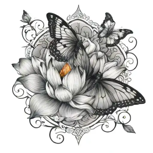 Lotus And Butterfly