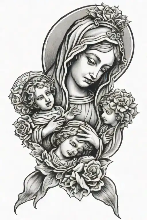Holy Mary With 2 Children