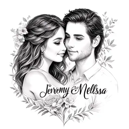 The Names Jeremy And Melissa In A Pencil Sketch That Symbolizes Everlasting Love