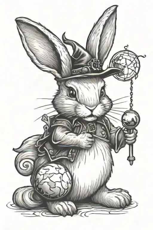 A Small Bunny Rabbit With A Moon And Magic Wand