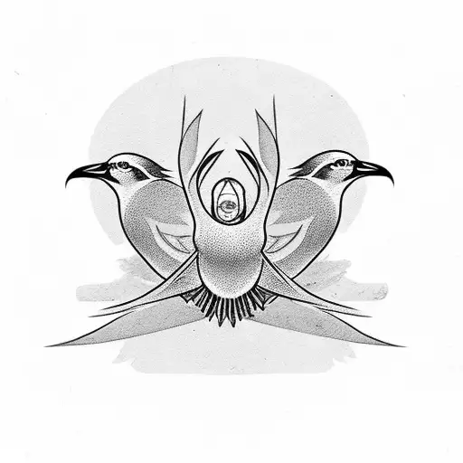 A Silhouette Of Three Birds Representing Each Sister And Your Mom