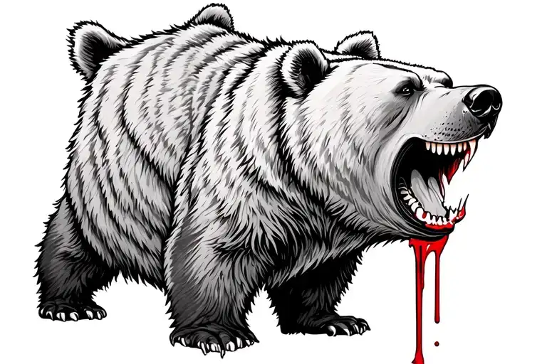 Grizzly Bear With Blood Dripping From Teeth